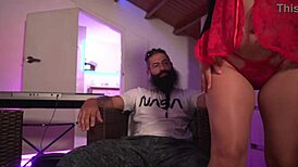 Linda Houston Dances in Red Lingerie, Gets Oral and Cums