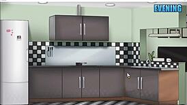 Groping big juicy milf tits in house chores