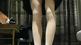 Tranny Femboy Jerks Off In Black Dress With Huge Cumshot