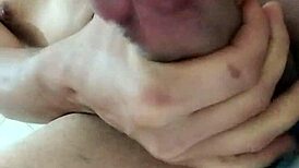 Intense homemade cock massage leads to explosive cum. Amateur strokes hard for big load.