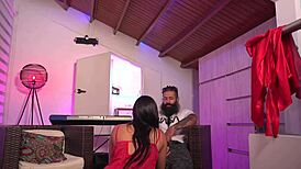 Linda Houston Dances in Red Lingerie, Gets Oral and Cums