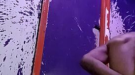 Thick ebony bends over at gloryhole for doggystyle