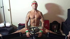 Porn star MaxxxLoadz rips clothes in hardcore stretch workout