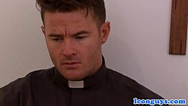 Mature priest dominates cocksucking in wild European trio action