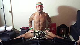 Porn star MaxxxLoadz rips clothes in hardcore stretch workout