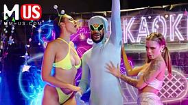 Jerkaoke - Jessie Pony and Bernard Sanchez in orgasmic group fun