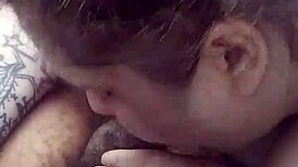 she eagerly gives sloppy deepthroat blowjob to big monster cock