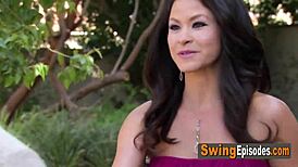 teen joins swinger couple in steamy jacuzzi orgy