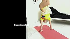 Pussy showing babe in yoga poses