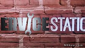 Hunky Gays Engage in Rimjob and Bareback Anal at Service Station