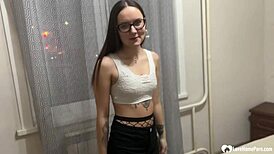 Nerdy babe with glasses rocks my world sideways POV. Can't believe her blowjob skills! 😍