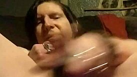 The insatiable punk feels ecstasy ramming her tight pussy with a dildo.