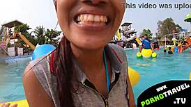 relaxing underwater blowjob with asian couple in group pov sucking and licking