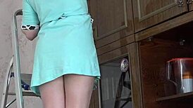 I’m Obsessed with This Brunette’s Juicy Ass Undressing While Cleaning Home