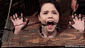 gagged slave in bondage whipped?