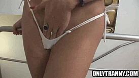 Brunette Shemale Babe Masturbates Naked