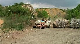 Hey, wanna see this teen student bate outdoors?