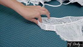 hot busty brunette lola surprises boyfriend with sexy strip tease in lingerie and heels