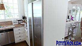 does the teen give an interracial blowjob?