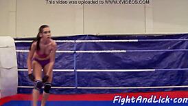 Big Booty Euro Lesbo Fingered After Wrestling!