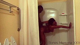 Blu Meree enjoys silent shower with cum in mouth and facial dripping