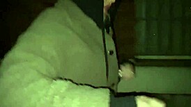 this milf on the street got a cigarette and flashed her shaved pussy