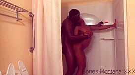 Blu Meree enjoys silent shower with cum in mouth and facial dripping