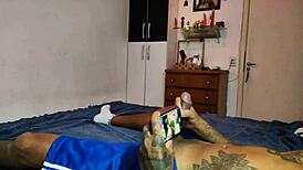 wife says, caught you masturbating, now suck big cock till cum on face