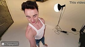 vrb gay muscle model michael boston wants to fuck new photographer vr porn bareback pov blowjob handjob riding cock