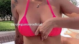 LATINA JOYCE GUMIERIO MASTURBATES and GETS ANAL FUCKED at POOL in CANCUN