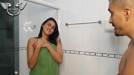 Caught Latina Colleague In Shower For Blowjob