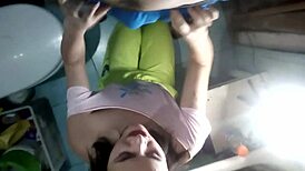 Crazy chick drains me dry in bathroom encounter