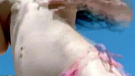 Hey, check Amadea Emily strip by the pool with big boobs!