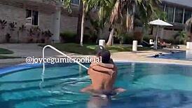 LATINA JOYCE GUMIERIO MASTURBATES and GETS ANAL FUCKED at POOL in CANCUN