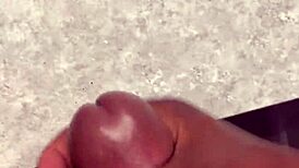 Huge Cumshot Covers Bathroom Counter!