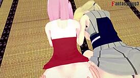 i messed up, sakura and tsunade threesome in naruto with big tits and ass