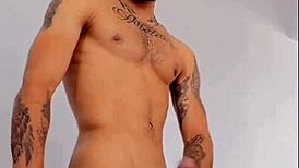 Colombian Bodybuilder's Explosive Masturbation with Monster Cock Leading to Cum in Hand