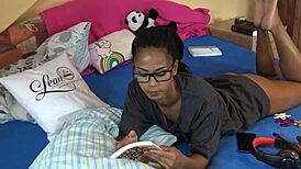 Isabella's sexy legs and ass peek from panties while reading