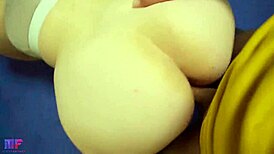 babe kneads tight pussy with elastic dick