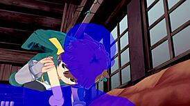 Kazuma receives intense blowjob with cum in mouth in konosuba yaoi