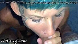 sarah schmitt gives a beautiful blowjob from her skinny brazilian body