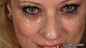 This spicy idol swallows every drop of cum on her face.