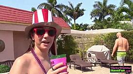 party with teen 18+ amateurs outdoors