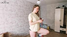 Big Tits Girl's Sensual Pussy Masturbation After Cleaning