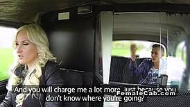 Blonde cab driver with huge tits banged publicly.