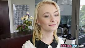 sucking teen gets messy cumshot in stockings