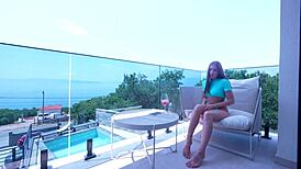 Rough homemade blowjob on big ass pussy outdoors