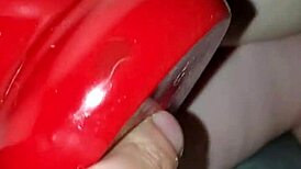 i love this lollipop milf riding massive dildo doggy style from behind