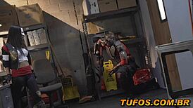 Katana and the gunslinger share intense anal assfucking in cosplay fantasy