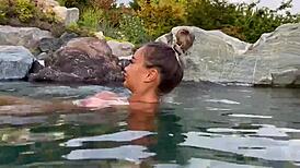 monika fox strips naked in a beautiful place and masturbates her big tattooed tits